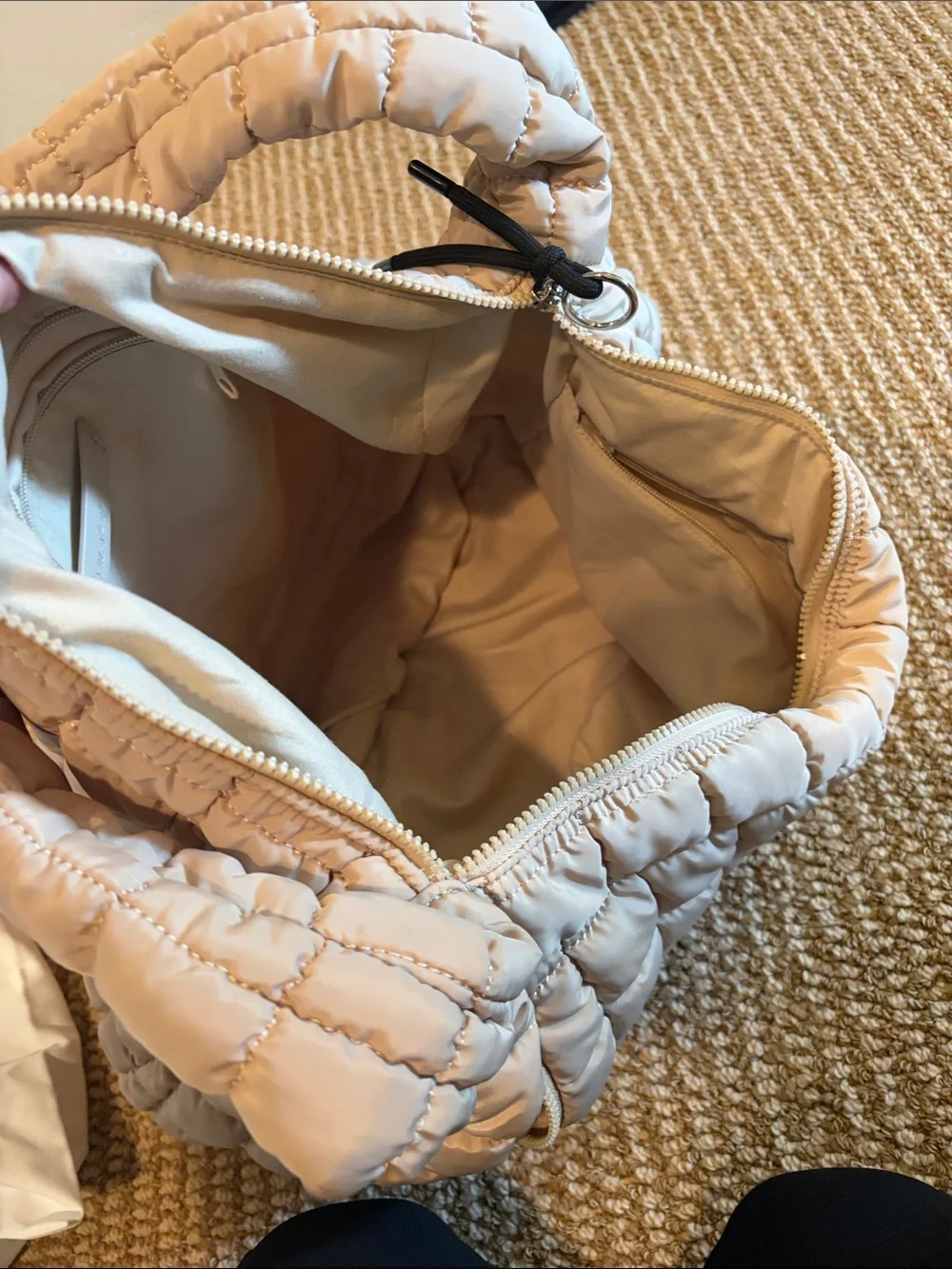Free People Quilted Puffer Shoulder Bag in Light Beige